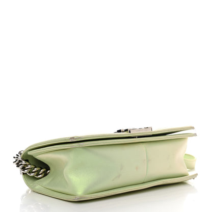 Chanel Iridescent Lambskin Chevron Quilted Medium Boy Flap Green 4 of 17