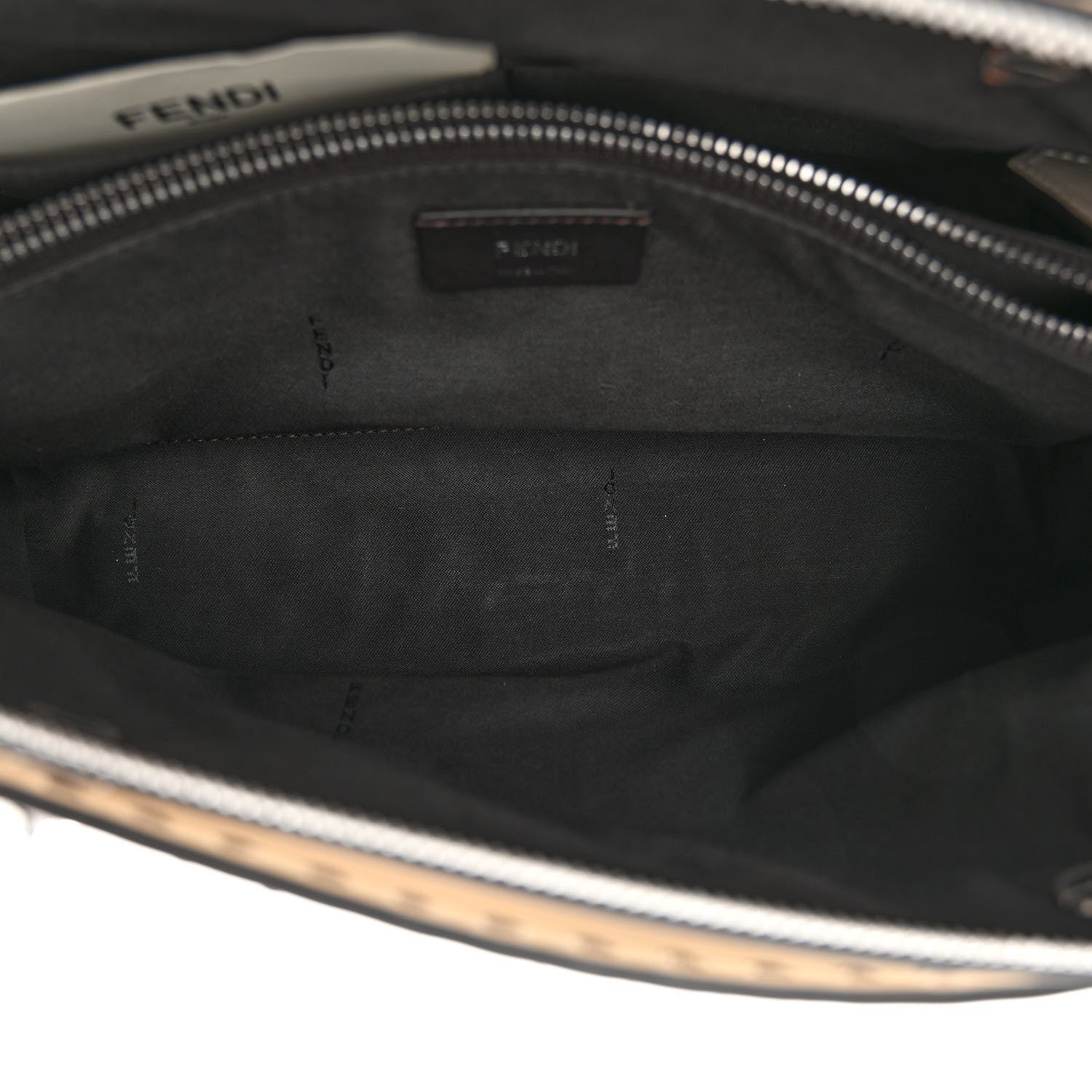 Fendi Vitello King Logo Embossed Medium By The Way Boston Bag White Ice 6 of 12