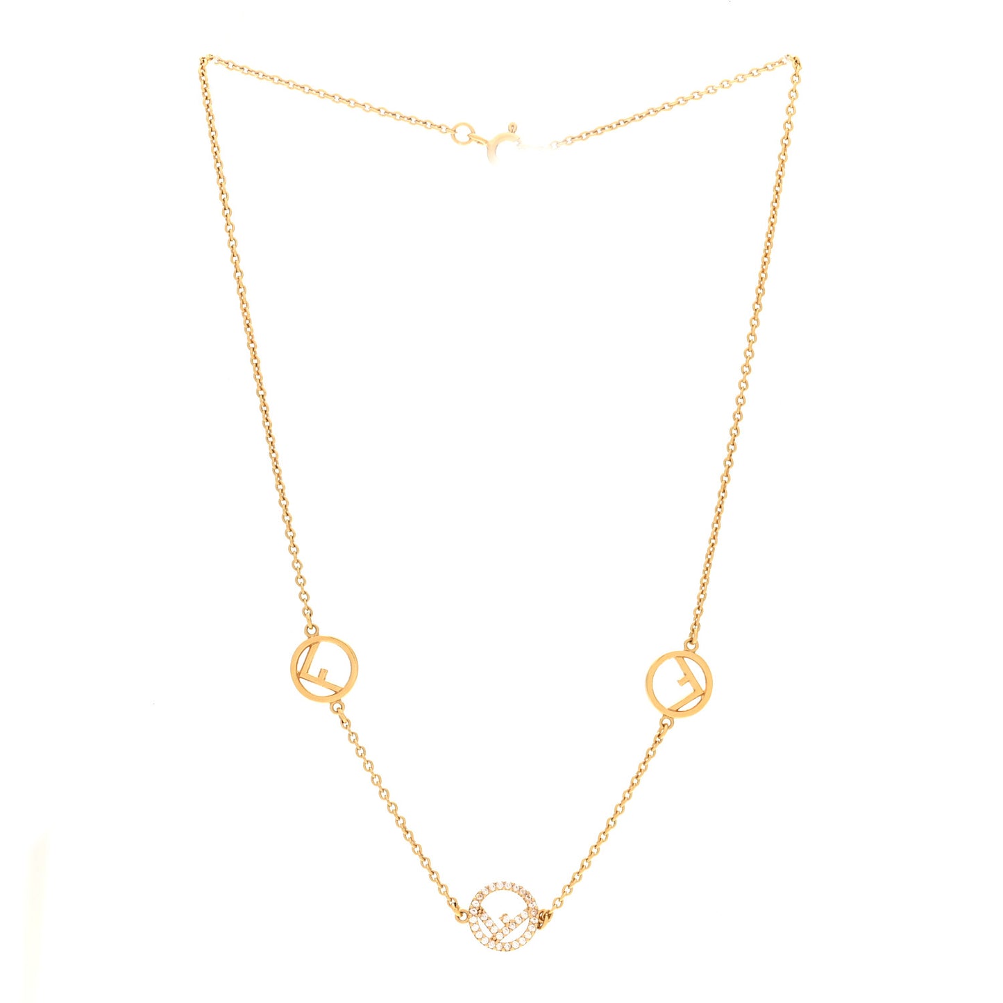 Metal Crystal F is Fendi Necklace Gold
