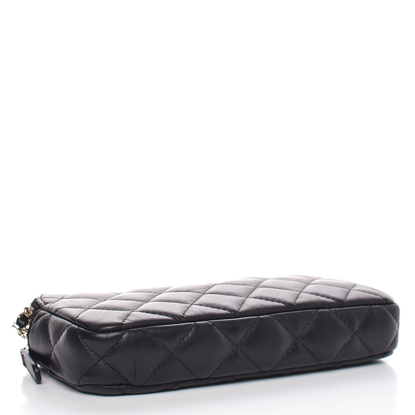 Lambskin Quilted Small Clutch With Chain Black