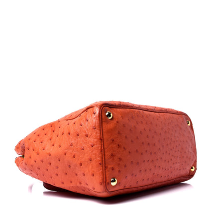 Prada Ostrich Double Zip Tote Papaya 3 of 4