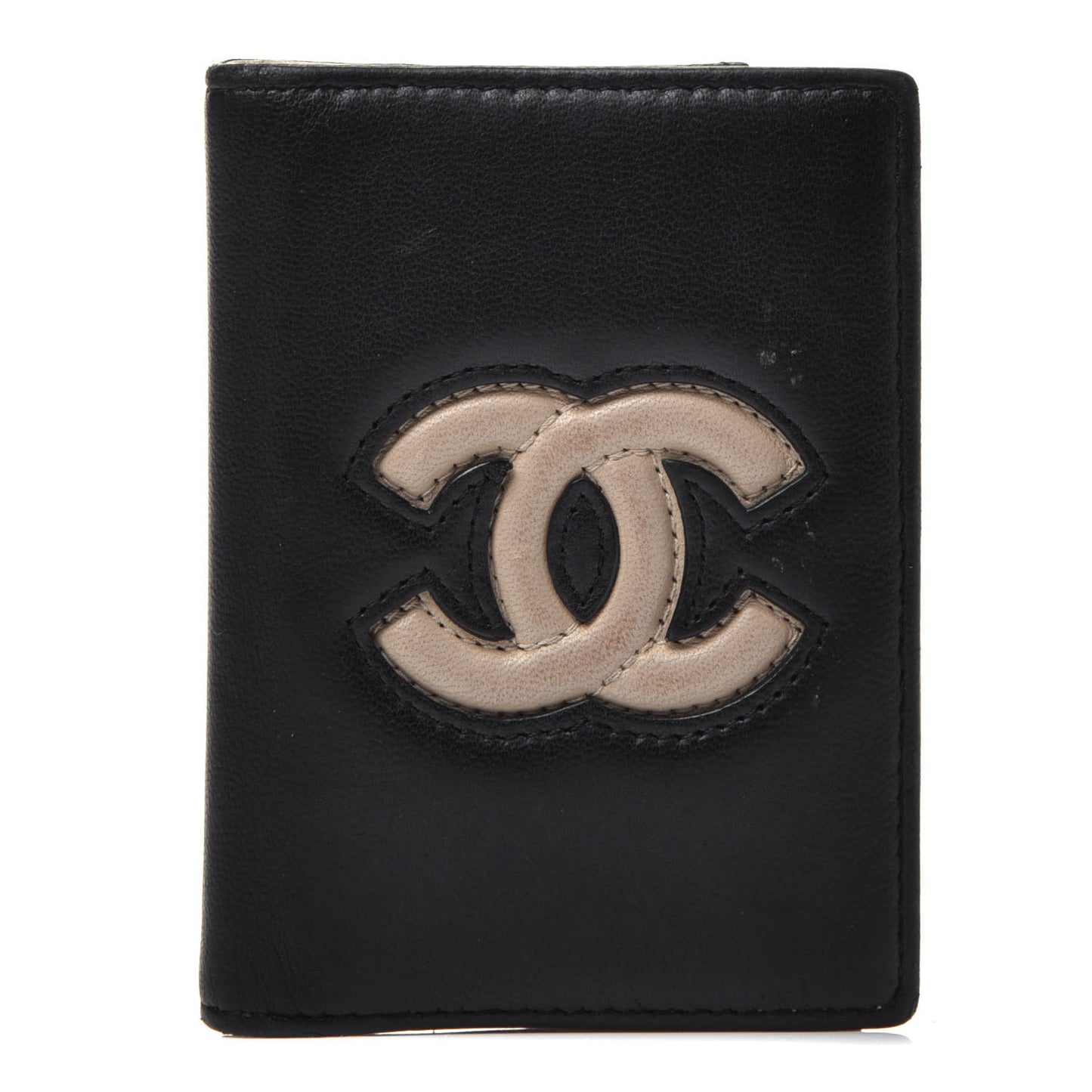 Lambskin CC Card Holder Wallet Black Gold