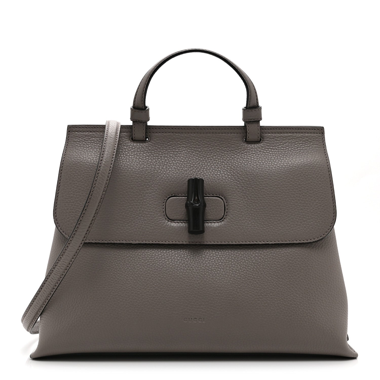 Gucci Cellarius Calfskin Medium Bamboo Daily Top Handle Bag Storm Grey 1 of 10