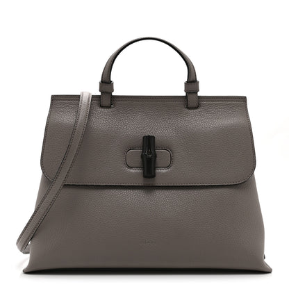 Gucci Cellarius Calfskin Medium Bamboo Daily Top Handle Bag Storm Grey 1 of 10