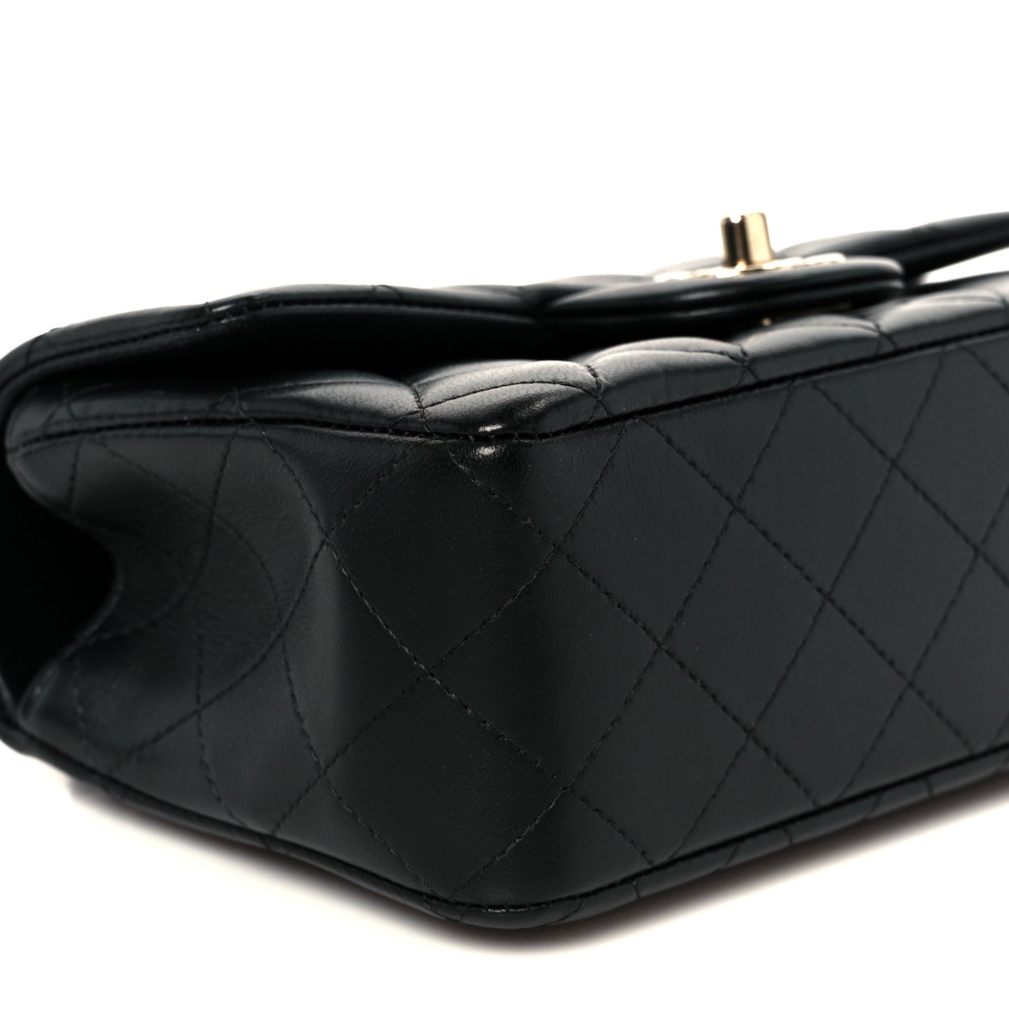 Lambskin Quilted Mini Top Handle Rectangular Flap Black