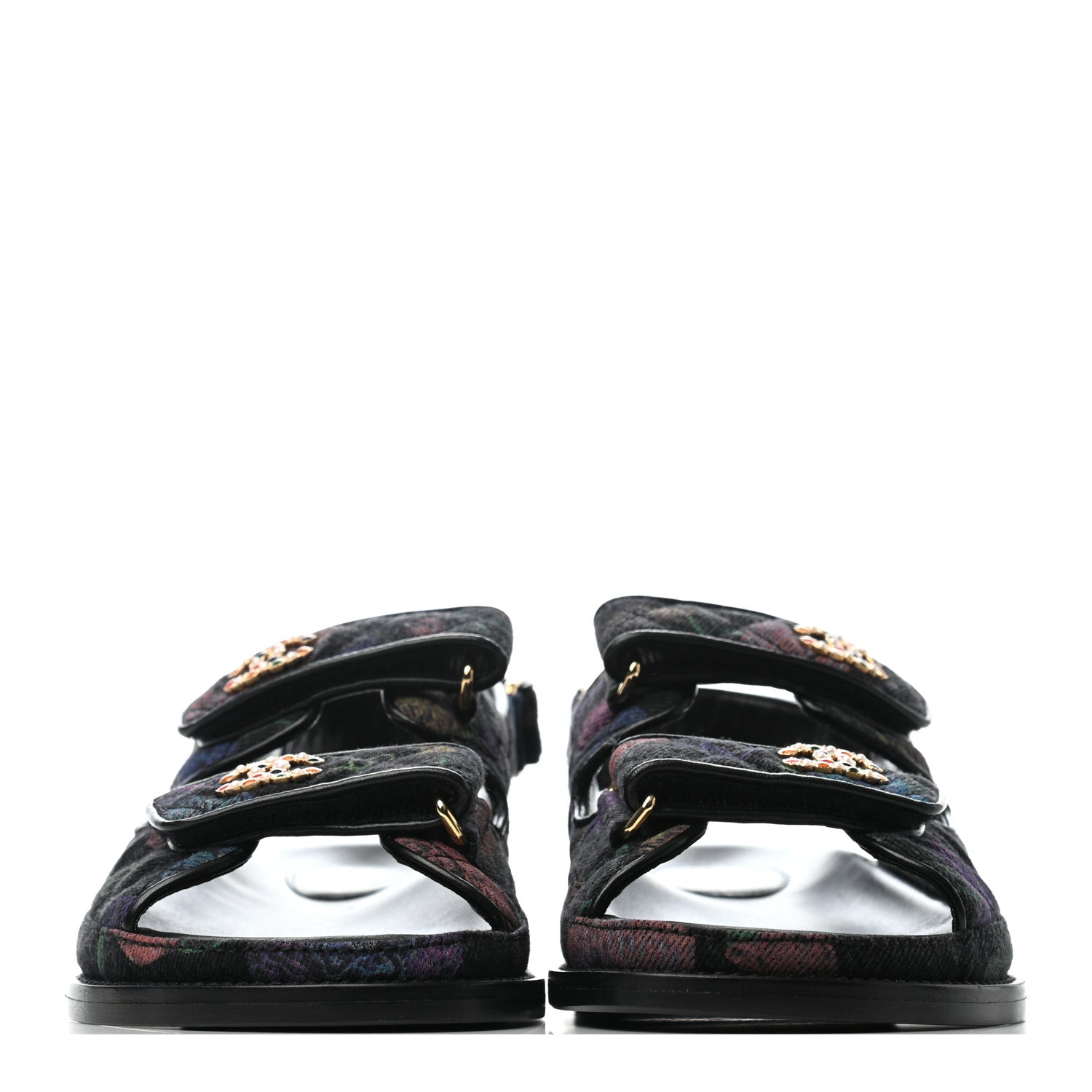 Chanel Denim Quilted Dad Sandals 36 Black Multicolor 2 of 6