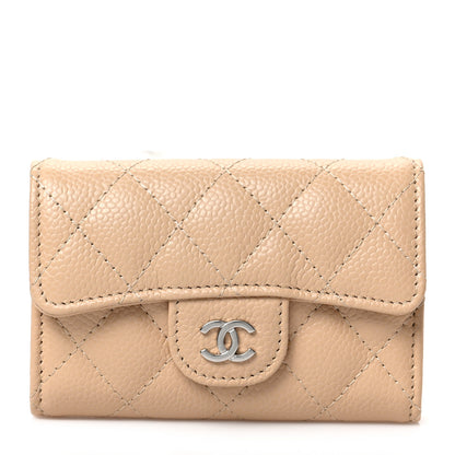 Chanel Caviar Quilted Flap Card Holder Wallet Beige 1 of 8
