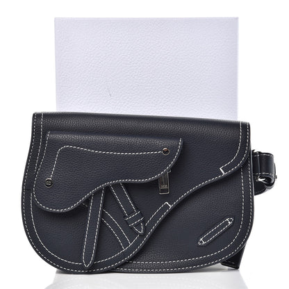 Christian Dior X KAWS Grained Calfskin Saddle Pouch Navy Blue 8 of 8
