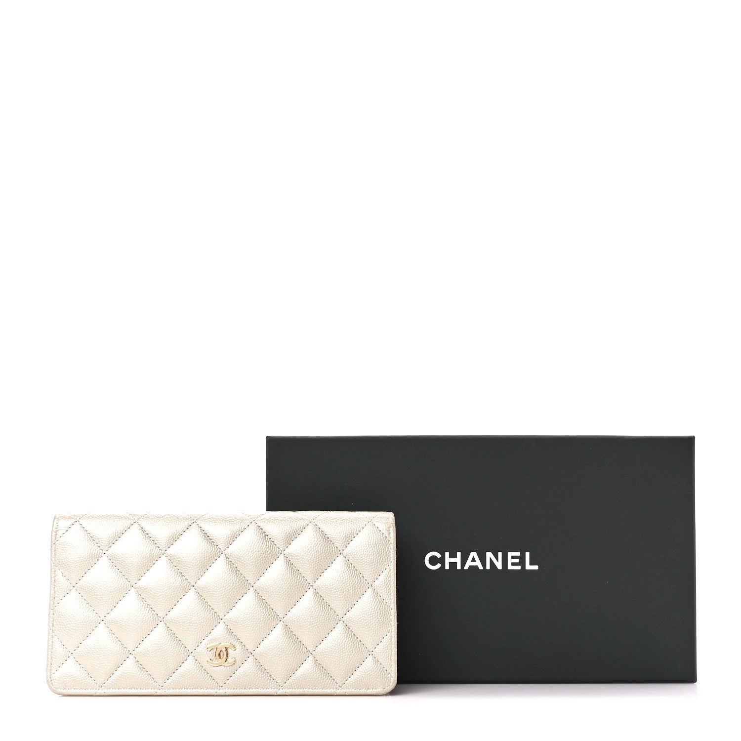Chanel Metallic Caviar Quilted Yen Wallet Gold 15 of 15