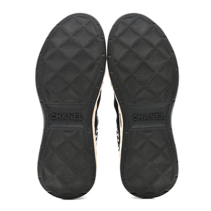Chanel Suede Calfskin Embroidered CC Sneakers 36.5 Black 5 of 9