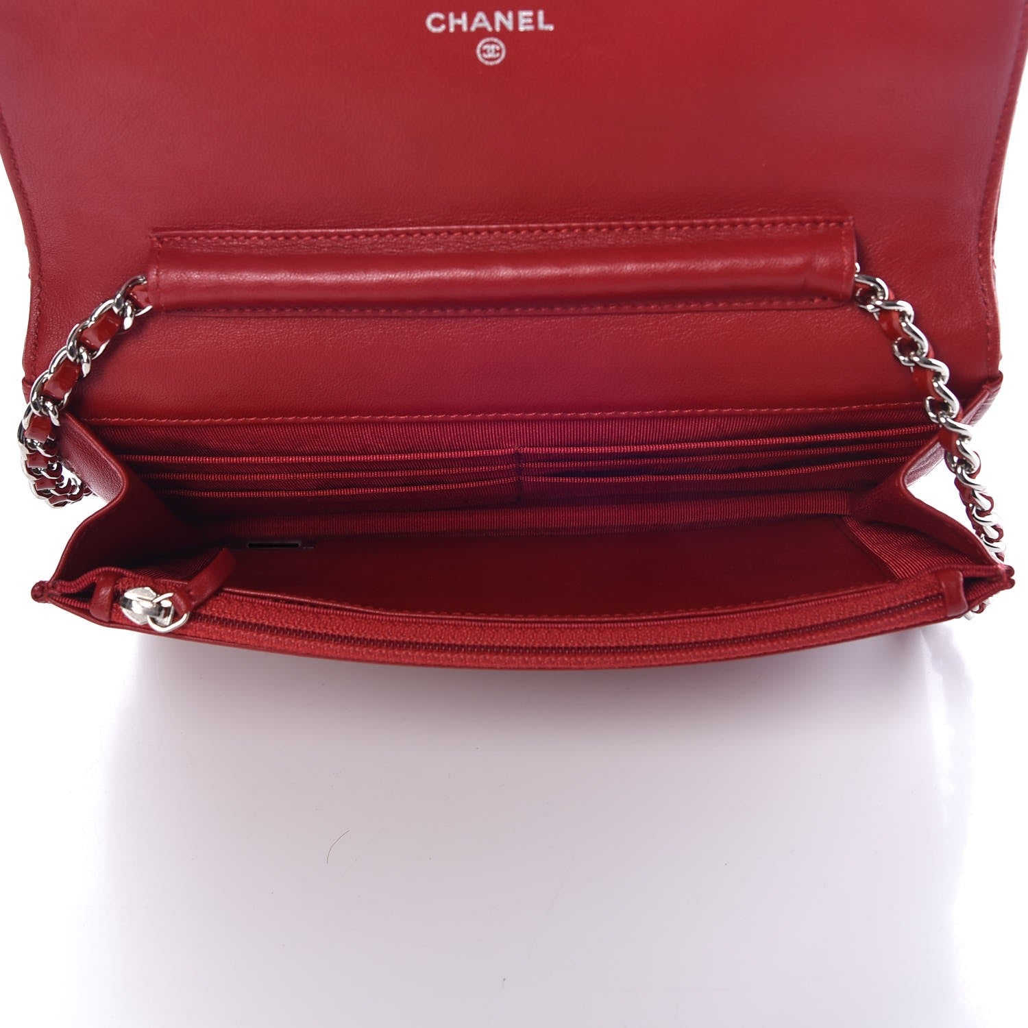Chanel Patent Quilted Wallet On Chain WOC Red 5 of 9