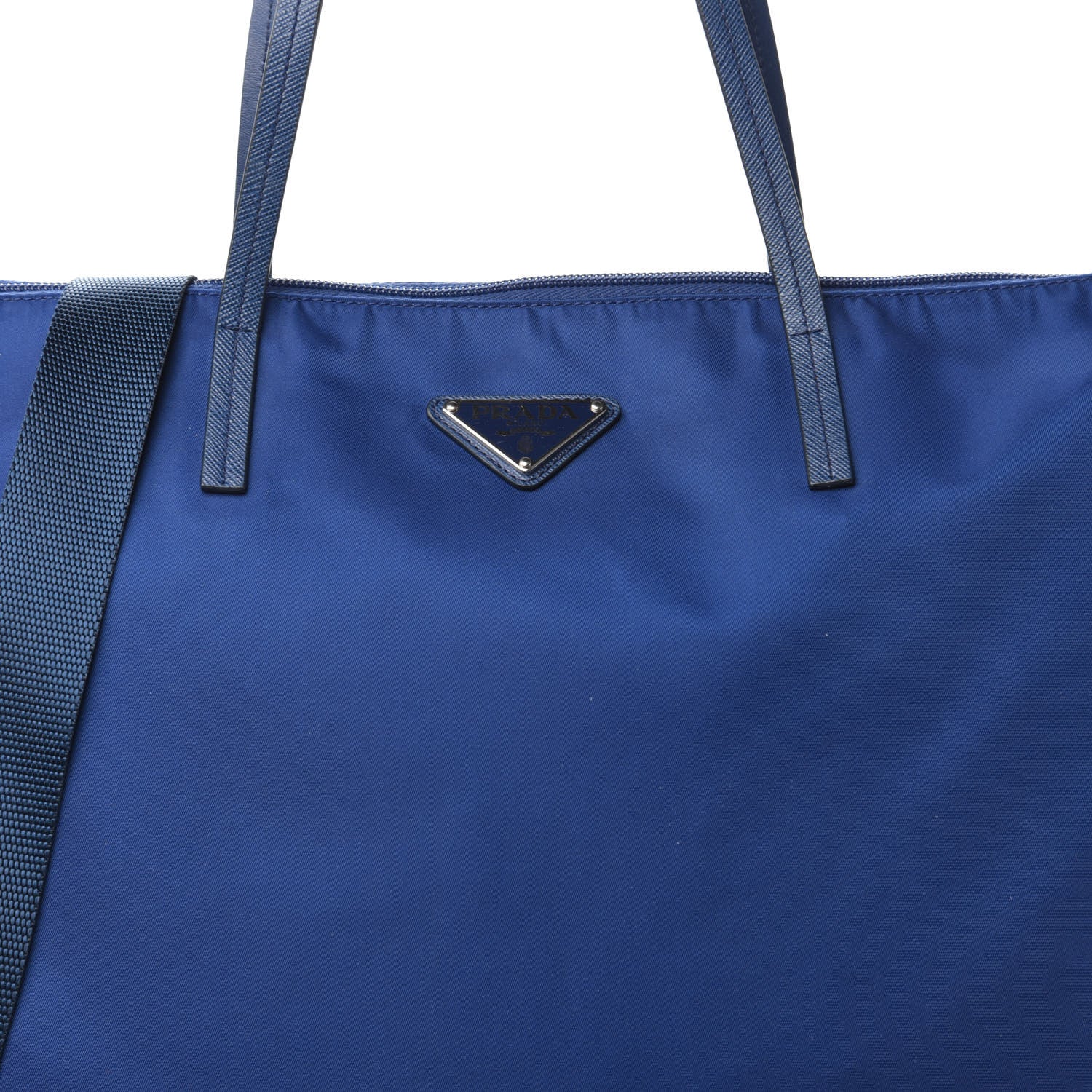 Prada Tessuto Nylon Saffiano Tote Bluette 9 of 9
