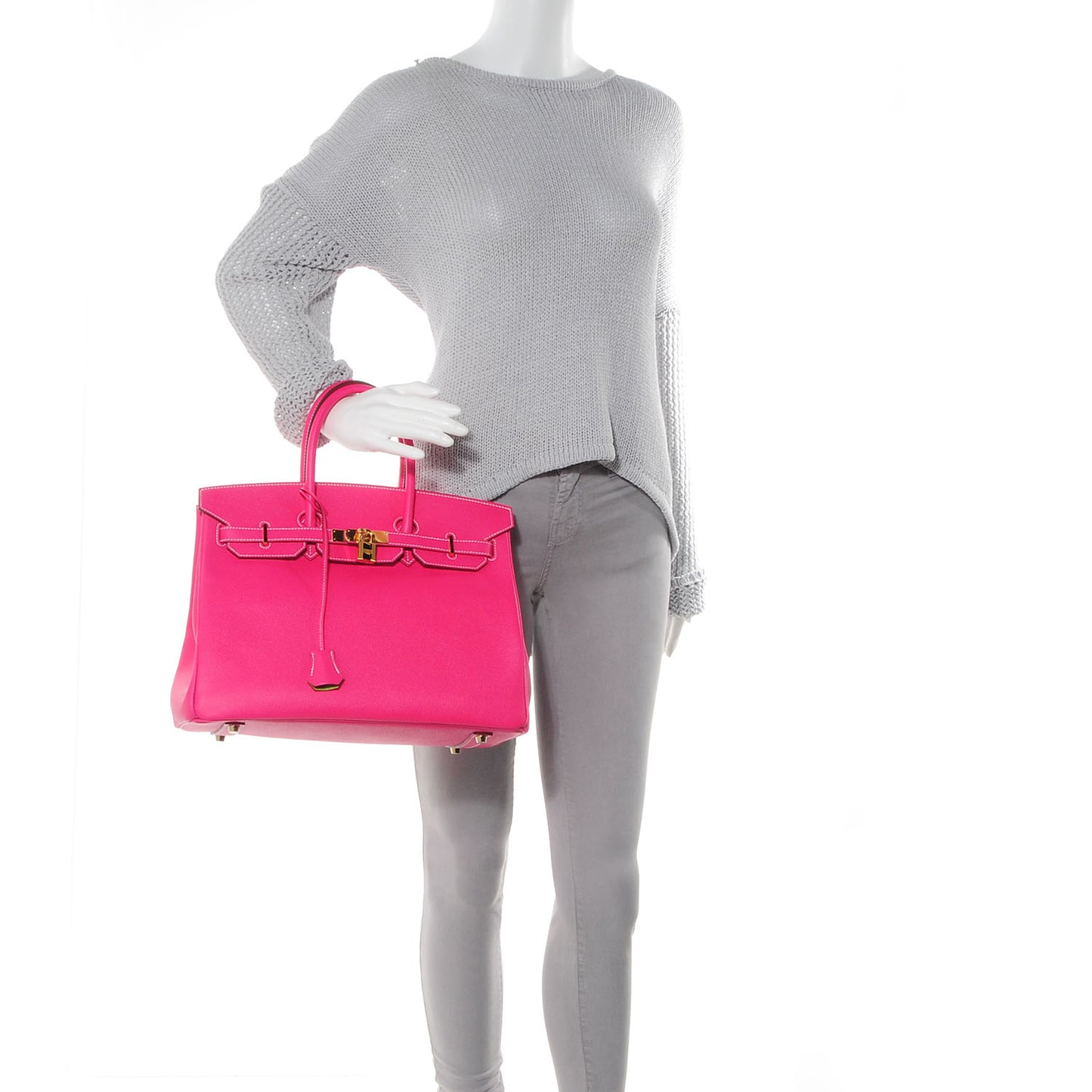 Epsom Bi-Color Horseshoe Candy Birkin 35 Rose Tyrien and Vert Anis