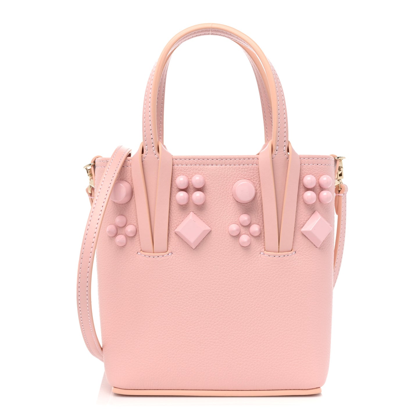 Calfskin Empire Spike Studded Mini North South Cabata Tote Rosy