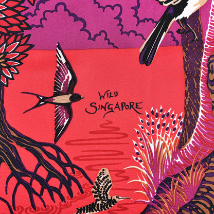 Hermes Silk Wild Singapore Scarf 90 Rouge Violet Beige 3 of 4