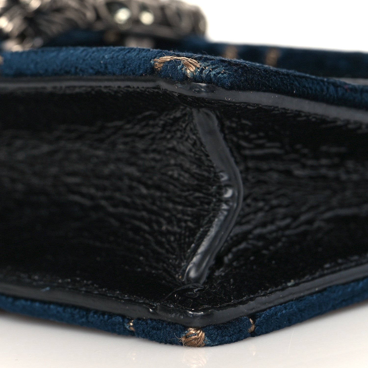 Gucci Velvet GG Monogram Super Mini Dionysus Shoulder Bag Blue Beige Black 9 of 9