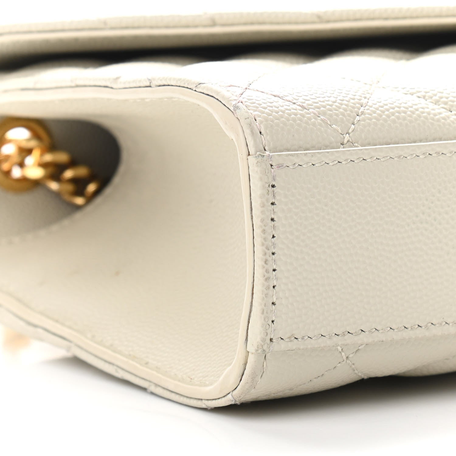 Saint Laurent Grain De Poudre Textured Mixed Matelasse Triquilt Small Monogram Satchel Crema Soft 8 of 11