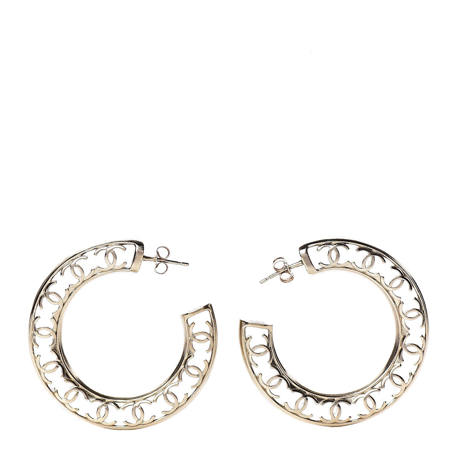 Chanel CC Hoop Earrings Gold 1 of 5