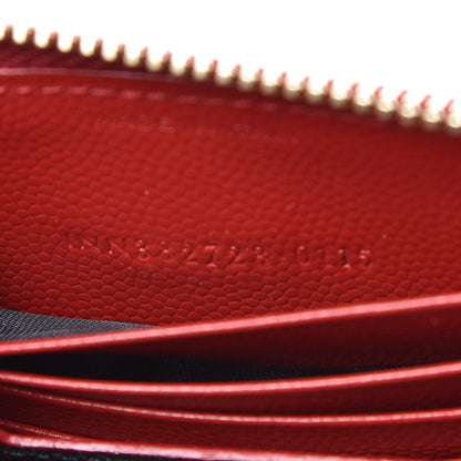 Saint Laurent Grain De Poudre Monogram Smartphone Zip Around Wristlet Wallet Red 8 of 10
