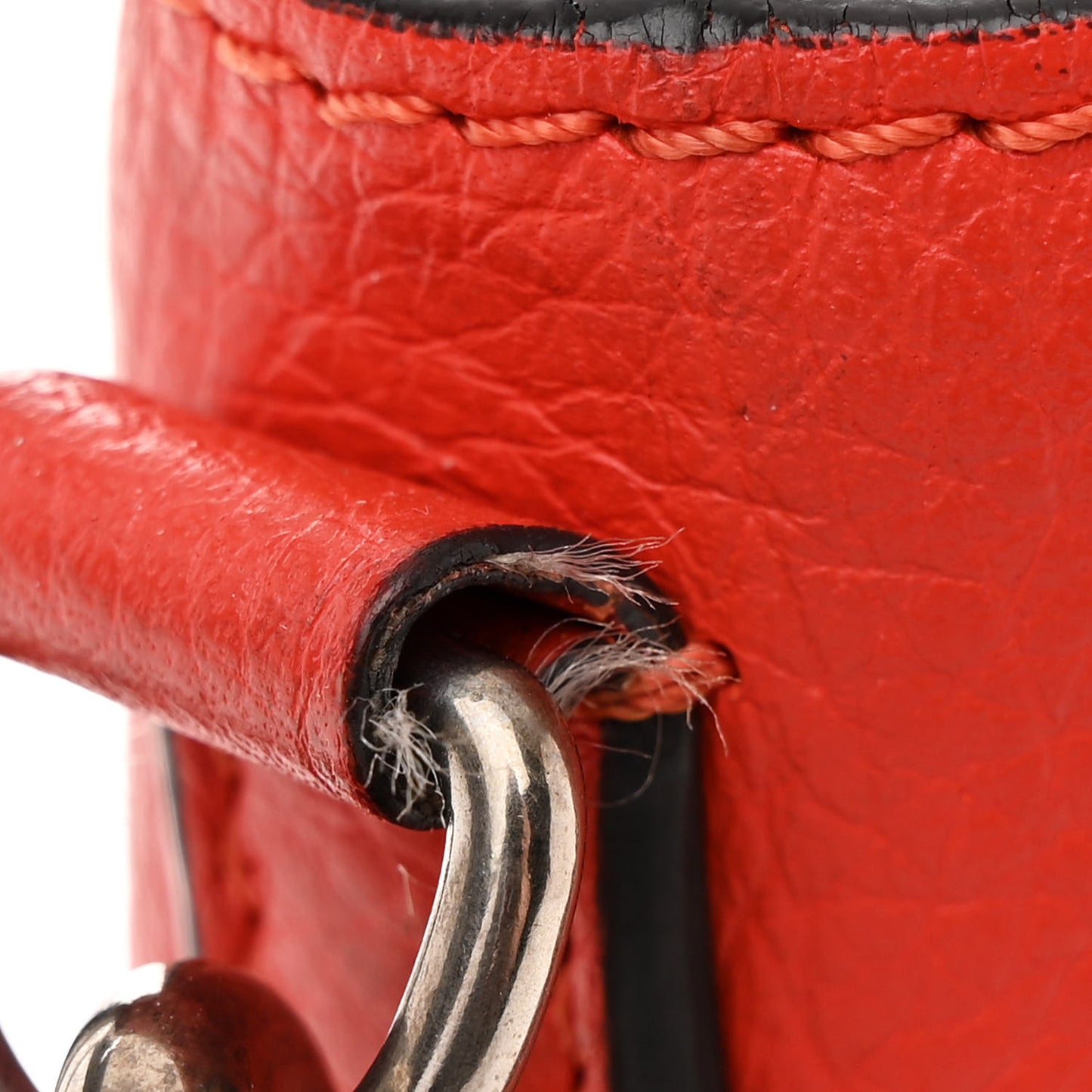 Drummed Calfskin Nano Luggage Vermillion