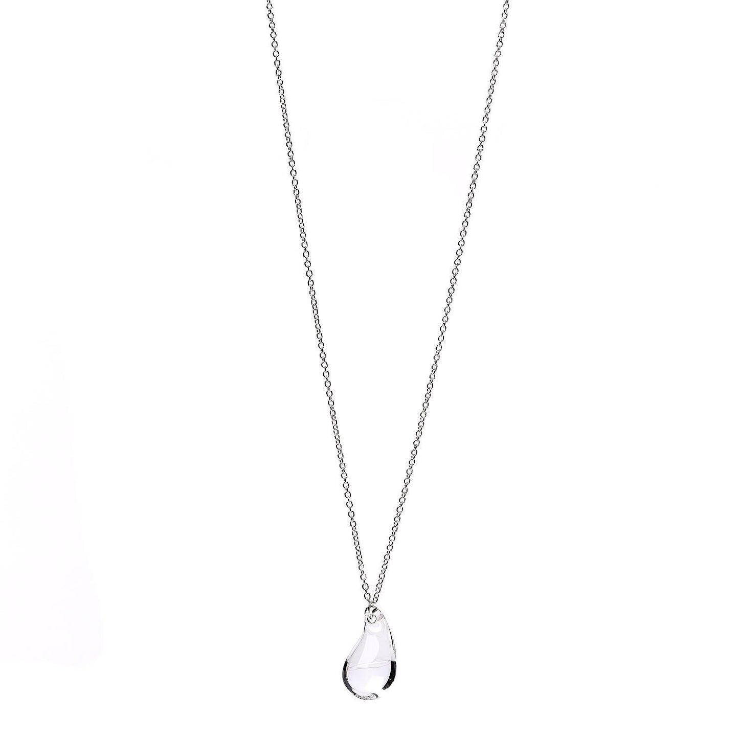 Sterling Silver Rock Crystal 29mm Elsa Peretti Teardrop Pendant Necklace
