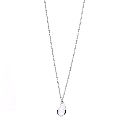 Tiffany Sterling Silver Rock Crystal 29mm Elsa Peretti Teardrop Pendant Necklace 1 of 4