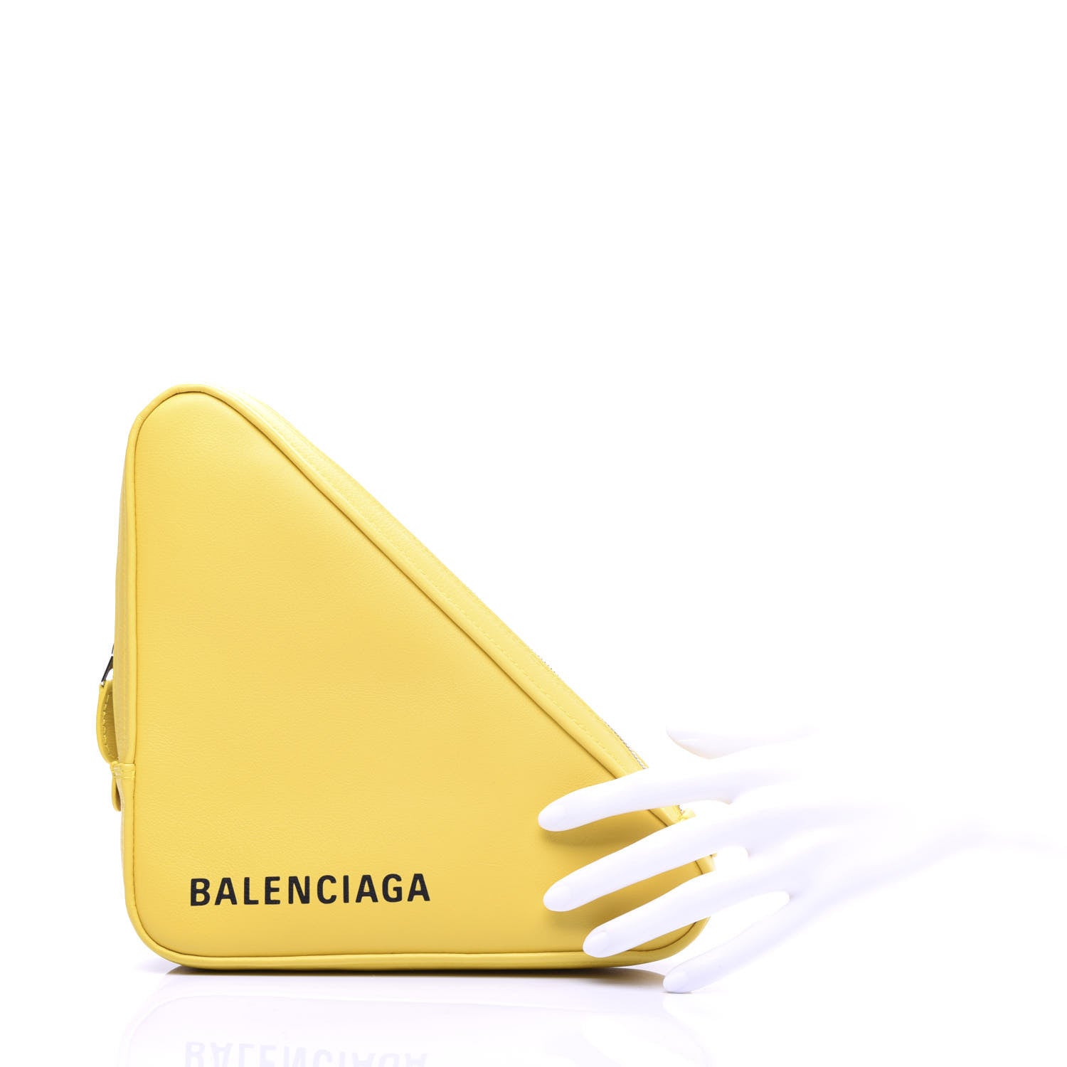Balenciaga Shiny Day Calfskin Logo M Triangle Pouch Jaune Black 2 of 8