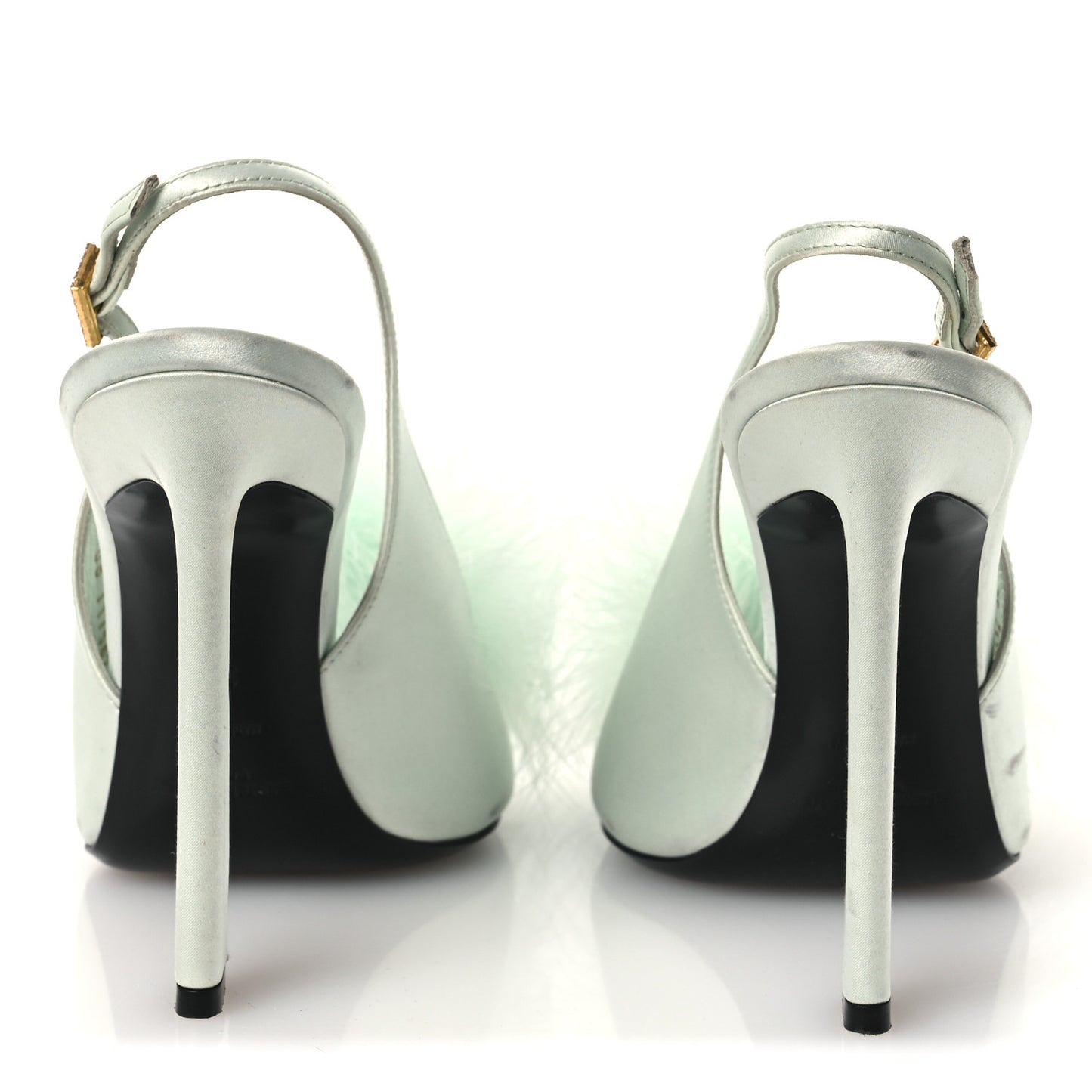 Crepe Satin Mae Feathered Sandals Slight 38 Green