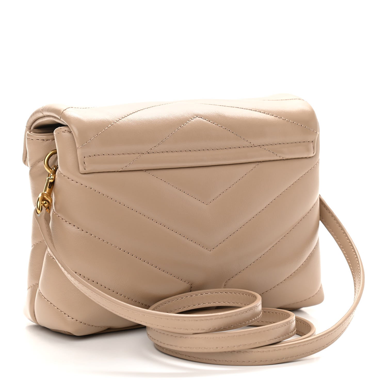 Saint Laurent Calfskin Y Quilted Monogram Toy Loulou Crossbody Bag Dark Beige 3 of 10