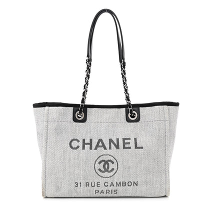 Chanel Woven Straw Raffia Small Deauville Tote Grey 1 of 10