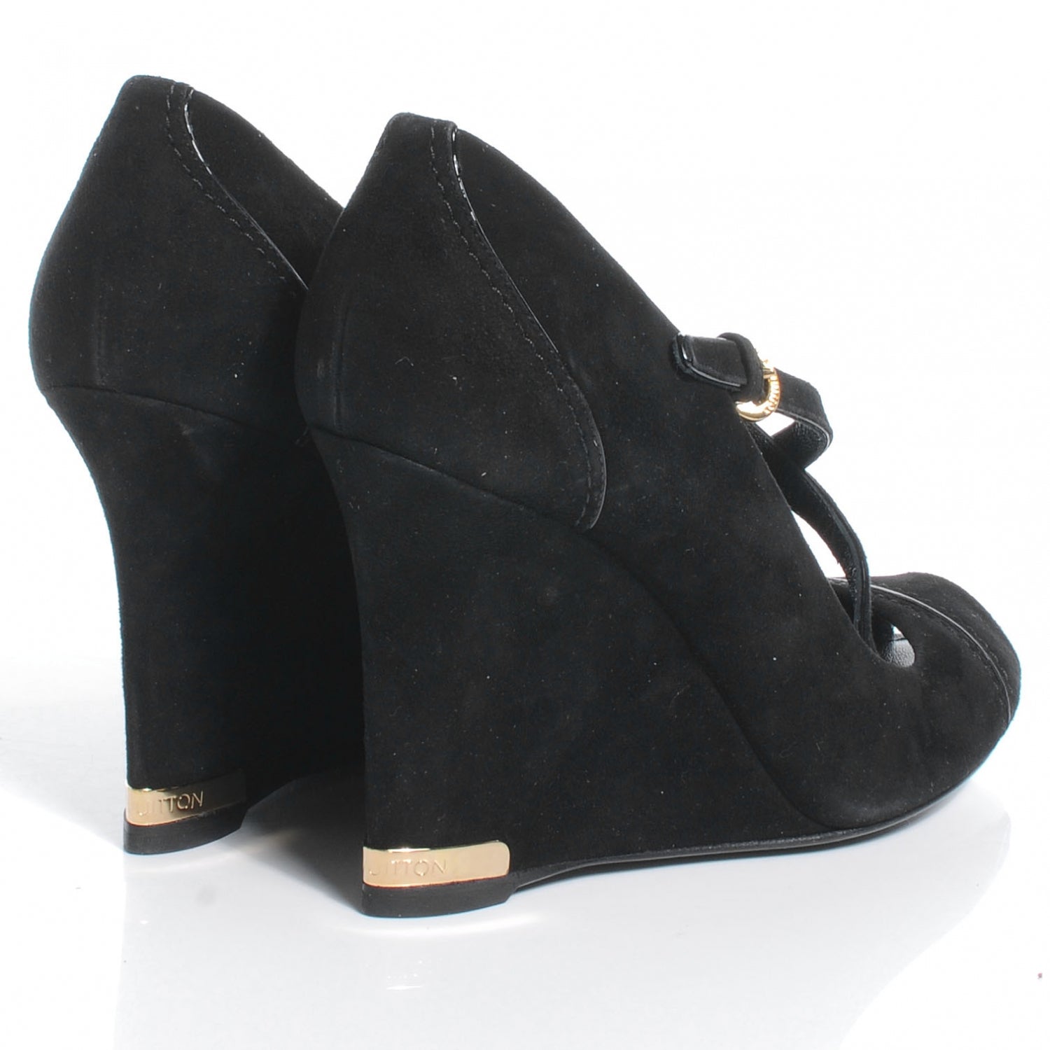 Louis Vuitton Suede Artist Wedge Pumps Black 37.5 4 of 7