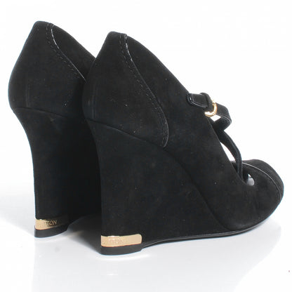 Louis Vuitton Suede Artist Wedge Pumps Black 37.5 4 of 7