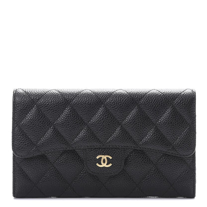 Chanel Caviar Quilted Long Flap Wallet Black 1 of 9