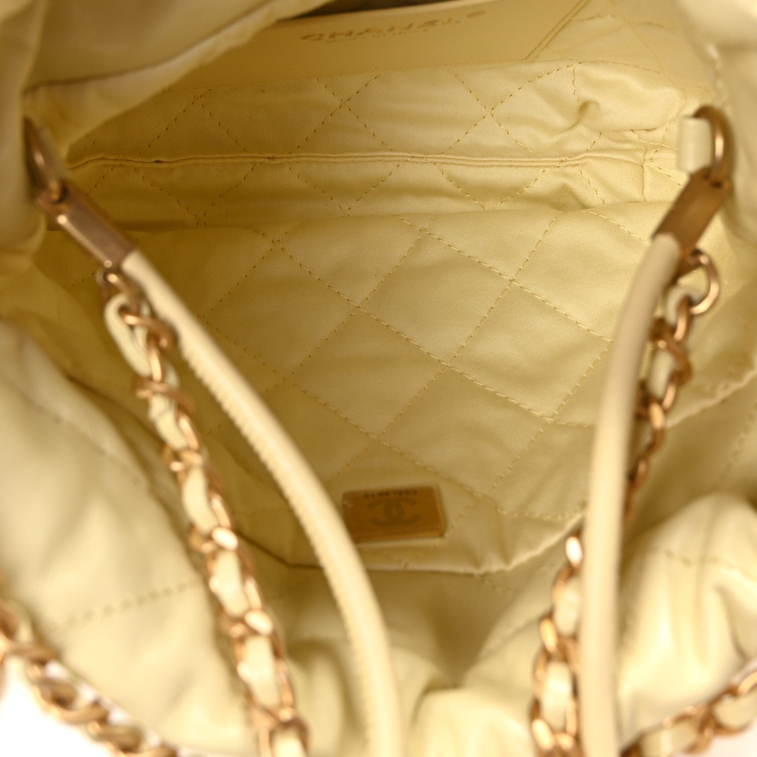 Chanel Shiny Calfskin Quilted Mini Chanel 22 Light Yellow 5 of 10