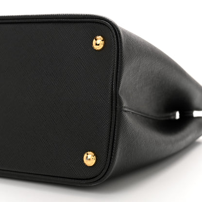 Prada Saffiano Cuir Medium Double Bag Black Mughetto 9 of 10