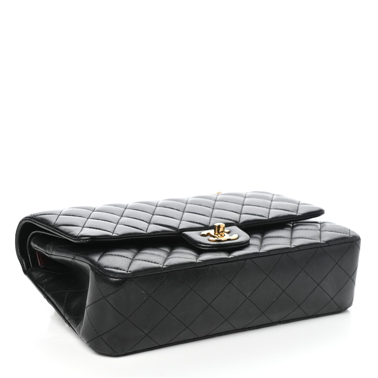 Lambskin Quilted Medium Double Flap Black