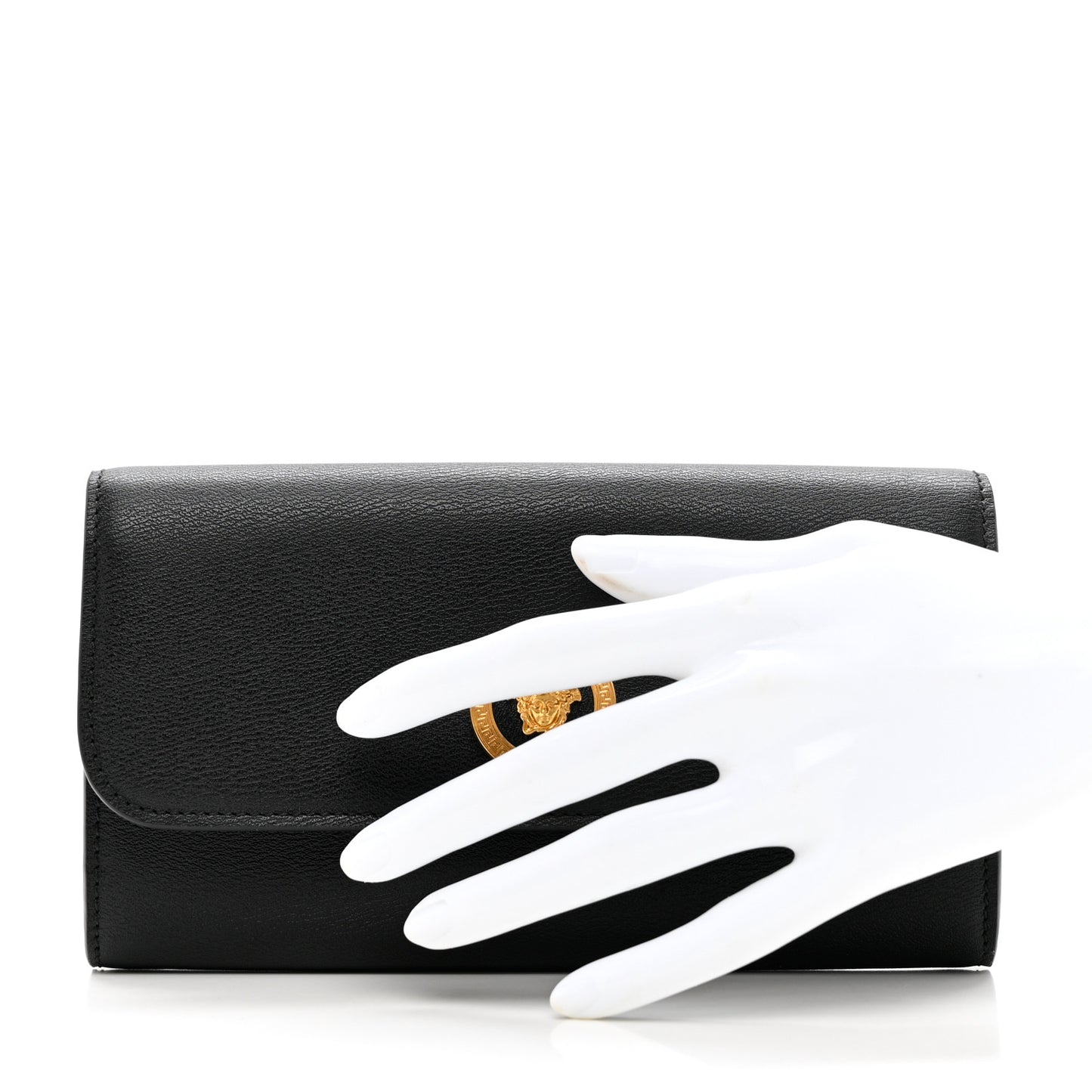 Calfskin Medusa Continental Wallet Black
