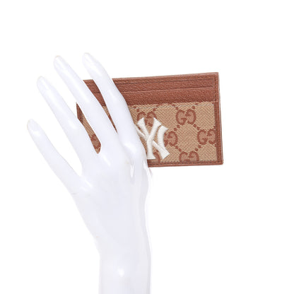 Gucci X MLB GG Monogram NY Yankees Card Holder Beige Ruggine Ivory 2 of 7
