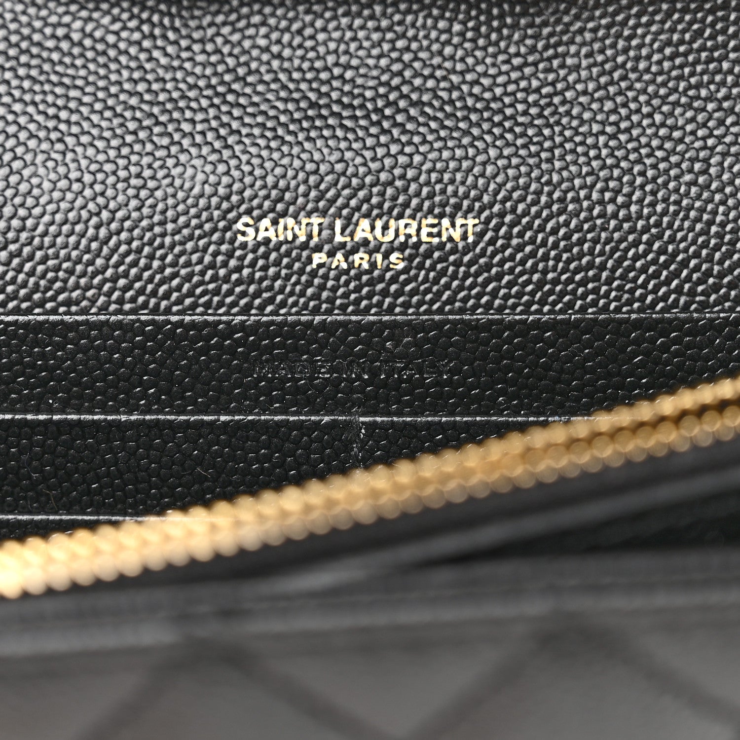 Saint Laurent Grain De Poudre Mixed Matelasse Triquilt Monogram Chain Wallet Black 6 of 9
