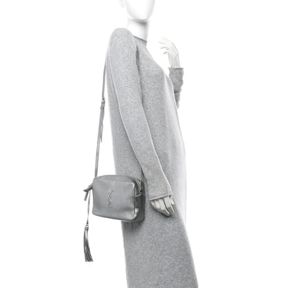 Saint Laurent Metallic Calfskin Monogram Small Lou Camera Bag Silver 2 of 10