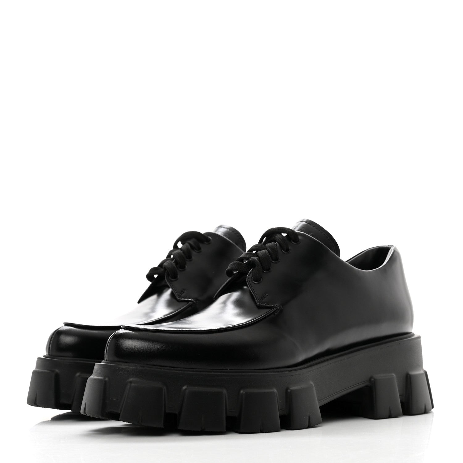 Prada Spazzolato Rois Monolith 55mm Derby Loafers 39 Black 3 of 9