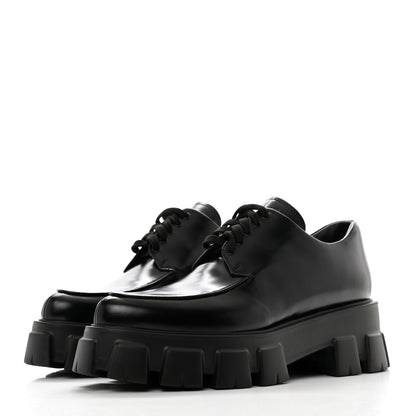 Prada Spazzolato Rois Monolith 55mm Derby Loafers 39 Black 3 of 9