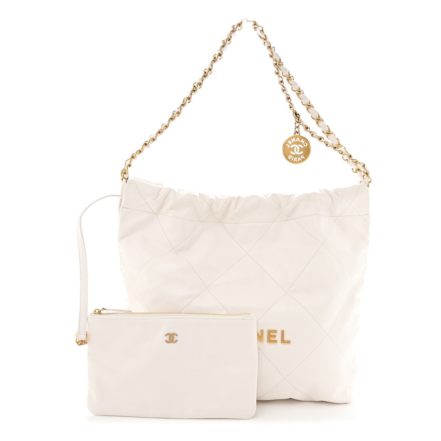 Chanel Shiny Calfskin Quilted Small Chanel 22 White 3 of 12