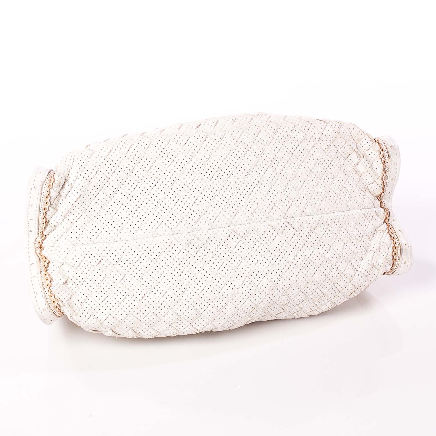 Bottega Veneta Woven Perforated Shoulder Bag Bianco 5 of 9