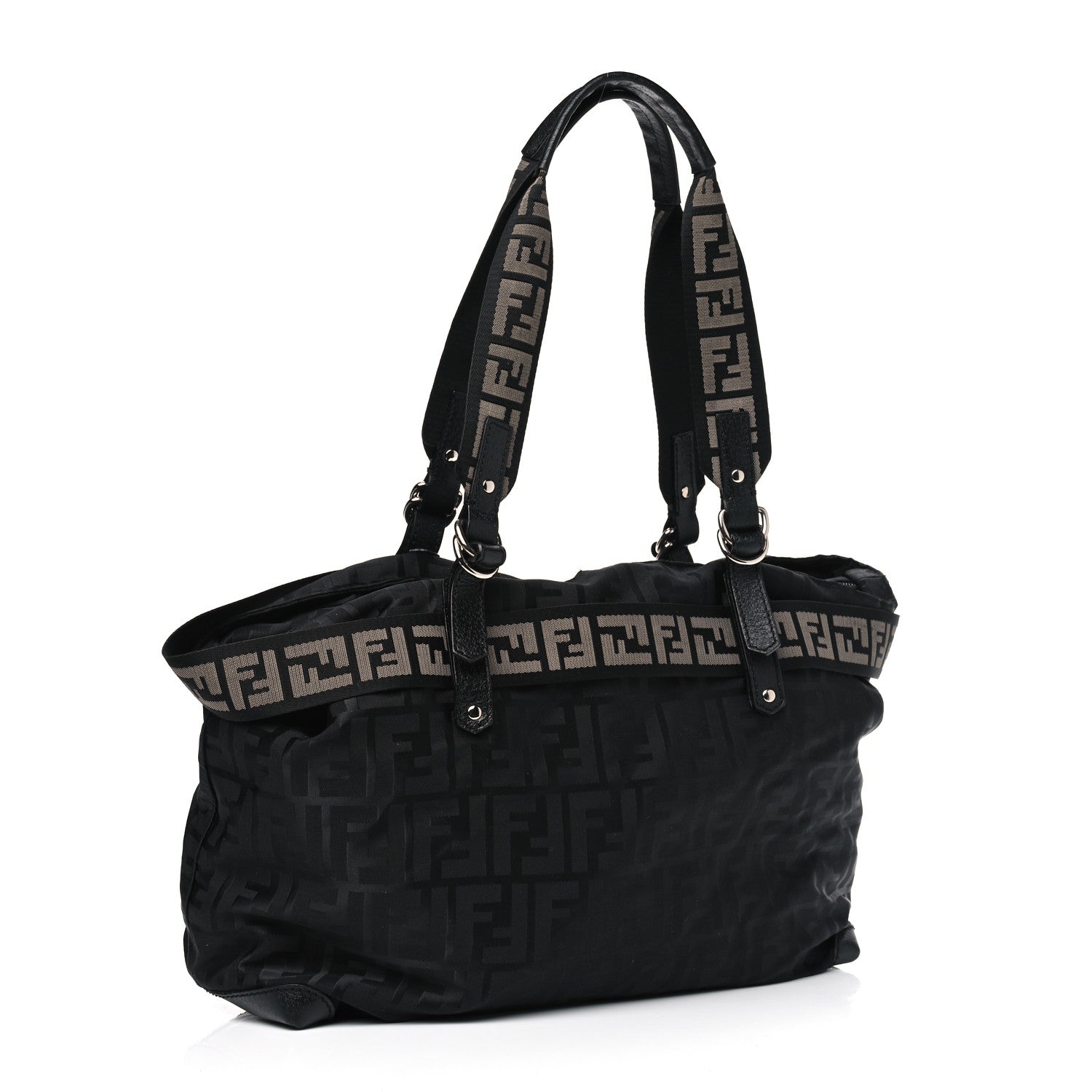 Fendi Zucca Cinghiale Large Zip Code Shopping Tote Black 2 of 4