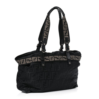 Fendi Zucca Cinghiale Large Zip Code Shopping Tote Black 2 of 4