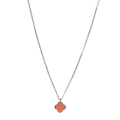 Van Cleef & Arpels 18K Rose Gold Carnelian Sweet Alhambra Pendant Necklace 1 of 7