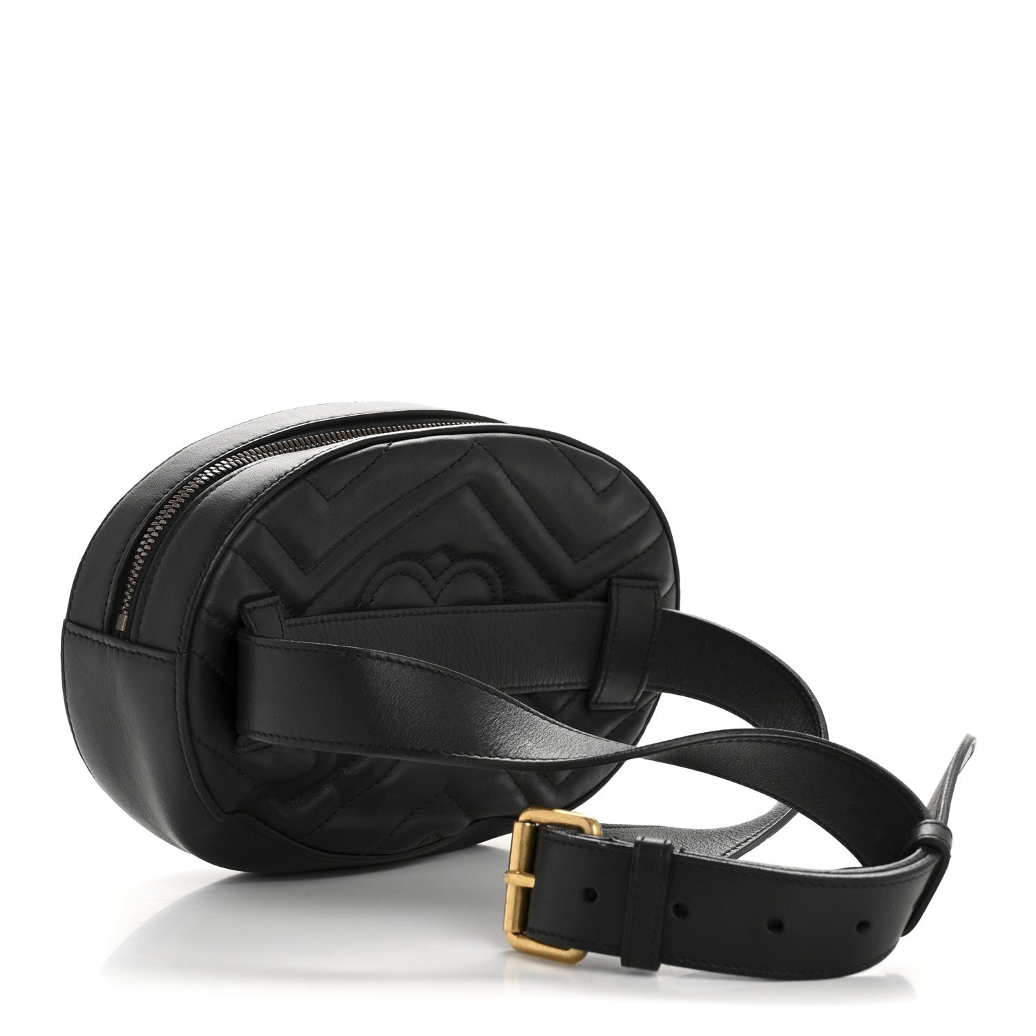 Gucci Calfskin Matelasse Animal Studs GG Marmont Belt Bag 85 34 Black 3 of 13