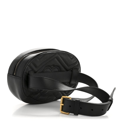 Gucci Calfskin Matelasse Animal Studs GG Marmont Belt Bag 85 34 Black 3 of 13