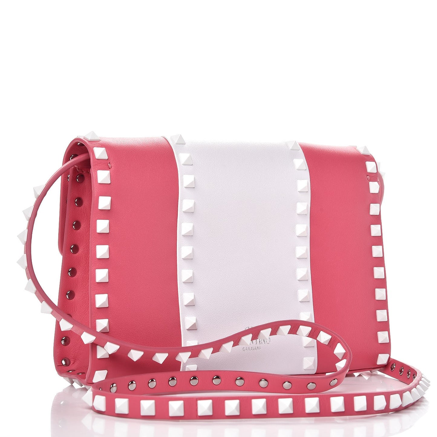 Vitello Colorblock Medium Free Rockstud Flip Lock Crossbody Bag Shadow Pink Optic White